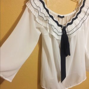 Off the shoulder sheer blouse